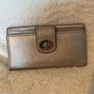 Coach Metallic Turnlock/Flap Pocket Wallet 7.75x4